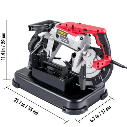 5 Inch Cutting Capacity Handheld Band Saw, 110V Variable Speed Portable Bandsaw with 10Amp Motor for Metal