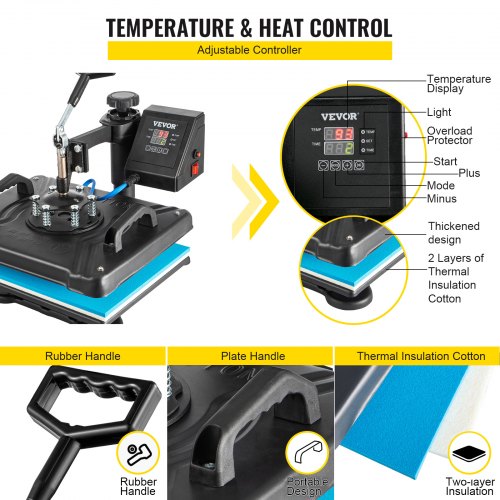 360 Swing Away Heat Press Machine 12x15 6in1 For TShirts Hats Mugs  Plates  1050W Digital Sublimati 2