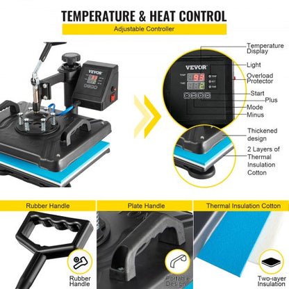 360 Swing Away Heat Press Machine 12x15 6in1 For TShirts Hats Mugs  Plates  1050W Digital Sublimati 2