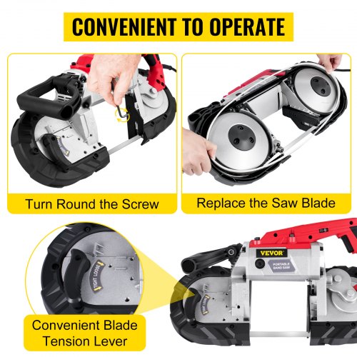 Variable-Speed 5" Deep Cut Portable Band Saw, 110V 10-Amp Motor | UL-Certified for Metal, Steel & Aluminum Cutting
