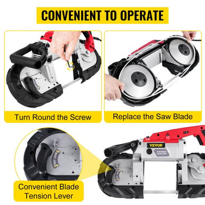 Variable-Speed 5" Deep Cut Portable Band Saw, 110V 10-Amp Motor | UL-Certified for Metal, Steel & Aluminum Cutting