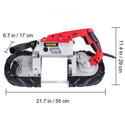 Variable-Speed 5" Deep Cut Portable Band Saw, 110V 10-Amp Motor | UL-Certified for Metal, Steel & Aluminum Cutting