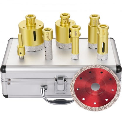 7PCS Diamond Hole Saw Kit 2027355568mm Vacuum Brazed Drill Bits For Tile Ceramic  Porcelain 1