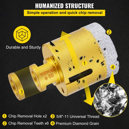 7PCS Diamond Hole Saw Kit 2027355568mm Vacuum Brazed Drill Bits For Tile Ceramic  Porcelain 5