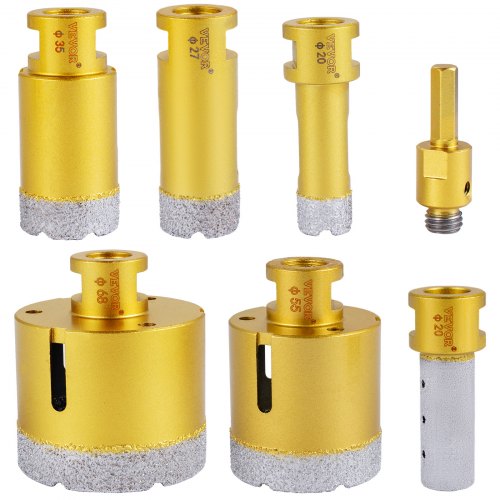 7PCS Diamond Hole Saw Kit 2027355568mm Vacuum Brazed Drill Bits For Tile Ceramic  Porcelain 10