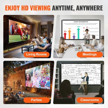 Outdoor Projector Screen 150 Portable 4K HD Movie Screen W Stand 160 Wide Angle WrinkleFree Oxford  6