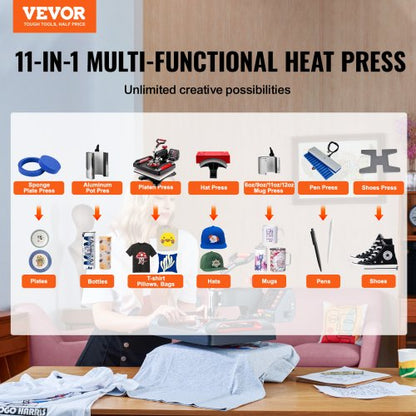 Digital DualTube Heat Press Machine 15x12 11in1 Swing Away Sublimation Machine For TShirts Hats Mug 2