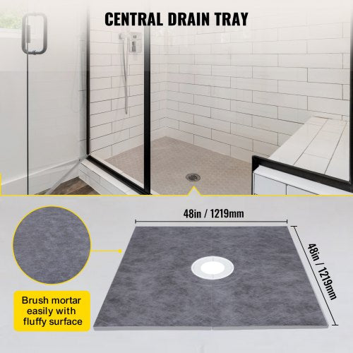 48 X 48 Shower Kit With Stainless Steel Grate Includes 2 Cuttable Shower Curbs Trowel  Sloped Showe 1