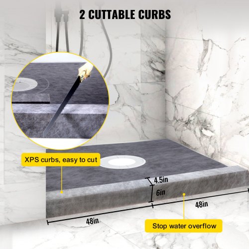 48 X 48 Shower Kit With Stainless Steel Grate Includes 2 Cuttable Shower Curbs Trowel  Sloped Showe 3