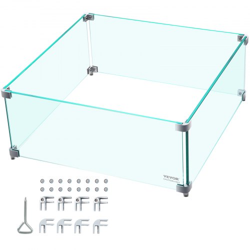 03 Thick Fire Table Glass Flame Guard Clear Tempered Wind Guard With Steady Feet For Propane  Gas F 1