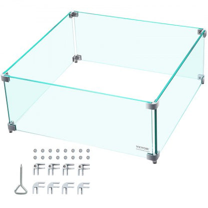 03 Thick Fire Table Glass Flame Guard Clear Tempered Wind Guard With Steady Feet For Propane  Gas F 1