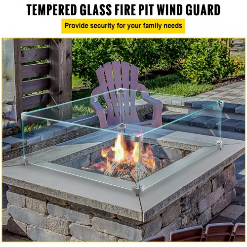 03 Thick Fire Table Glass Flame Guard Clear Tempered Wind Guard With Steady Feet For Propane  Gas F 2