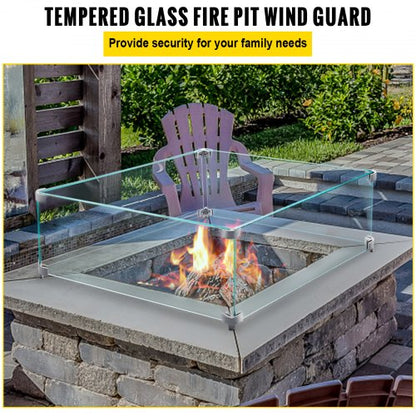 03 Thick Fire Table Glass Flame Guard Clear Tempered Wind Guard With Steady Feet For Propane  Gas F 2