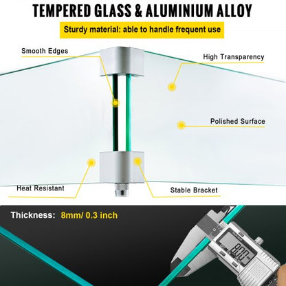 03 Thick Fire Table Glass Flame Guard Clear Tempered Wind Guard With Steady Feet For Propane  Gas F 5
