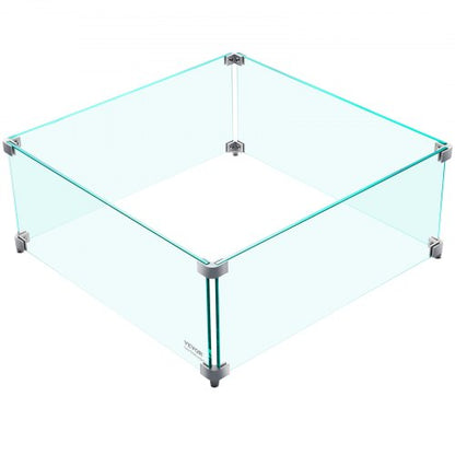 03 Thick Fire Table Glass Flame Guard Clear Tempered Wind Guard With Steady Feet For Propane  Gas F 9