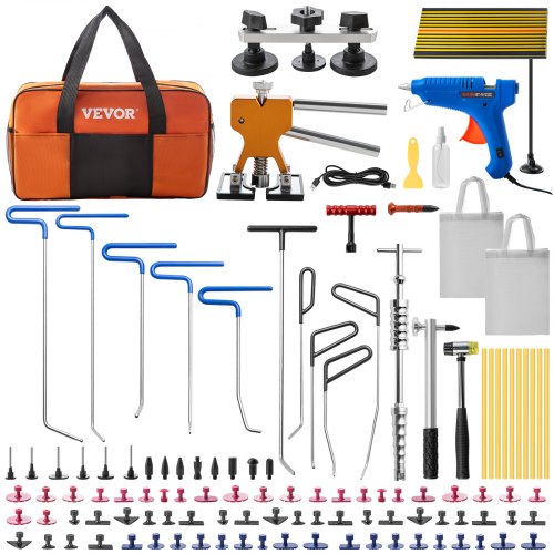 Paintless Dent Repair Tools Kit with Paintless Dent Removal Rods, Golden Lifter Puller & Glue Puller Tabs for Auto Body