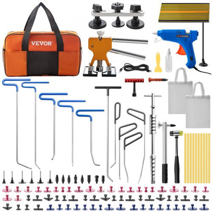 Paintless Dent Repair Tools Kit with Paintless Dent Removal Rods, Golden Lifter Puller & Glue Puller Tabs for Auto Body