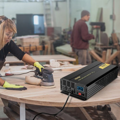 Pure Sine Wave Inverter, DC to AC Power Converter with USB, LCD, Remote, Ideal for RV, Car, Truck, Travel, Camping