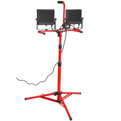 Dual-Head Lumen LED Work Light with Stand, Adjustable Tripod, Bright Light, IP65 Waterproofed LED Tripod Work Light