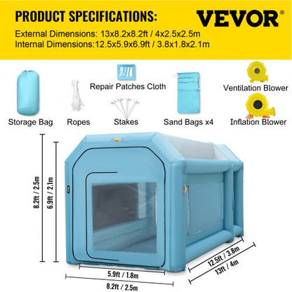 Portable Inflatable Paint Booth, Upgraded Car Spray Tent w/ Air Filter System & Blowers, Auto Paint Workstation for Cars
