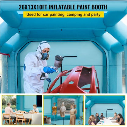 Portable Inflatable Paint Booth, Upgraded Car Paint Tent w/Air Filter System & Blowers, Large Auto Spray Workstation