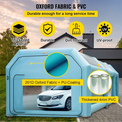 Portable Inflatable Paint Booth, Upgraded Car Paint Tent w/Air Filter System & Blowers, Large Auto Spray Workstation