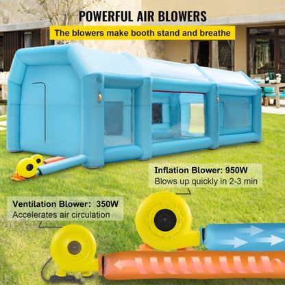 Portable Inflatable Paint Booth, Upgraded Car Paint Tent w/Air Filter System & Blowers, Large Auto Spray Workstation
