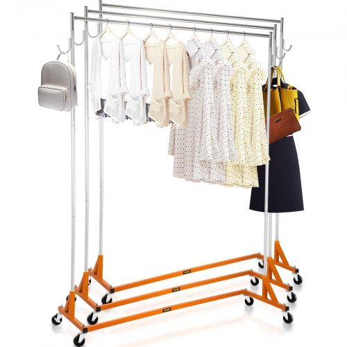 Sturdy Steel ZBase Clothing Rack Mobile Garment Display With Swivel Wheels 65 Wide Rail For Retail  1