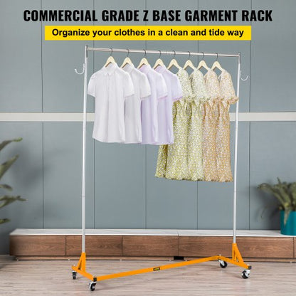 Sturdy Steel ZBase Clothing Rack Mobile Garment Display With Swivel Wheels 65 Wide Rail For Retail  2