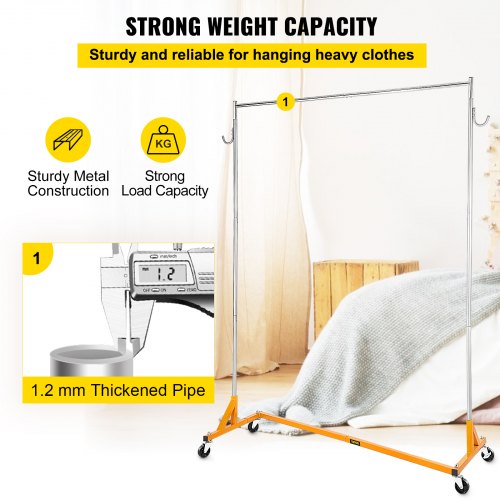 Sturdy Steel ZBase Clothing Rack Mobile Garment Display With Swivel Wheels 65 Wide Rail For Retail  3