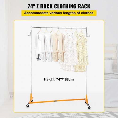 Sturdy Steel ZBase Clothing Rack Mobile Garment Display With Swivel Wheels 65 Wide Rail For Retail  4