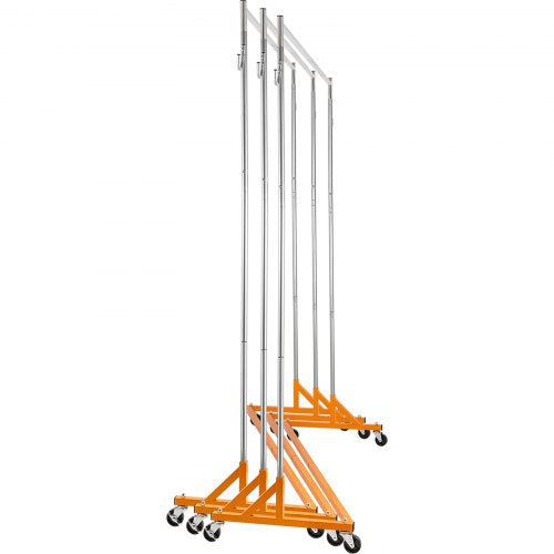 Sturdy Steel ZBase Clothing Rack Mobile Garment Display With Swivel Wheels 65 Wide Rail For Retail  8