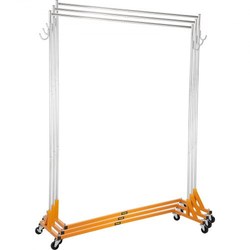 Sturdy Steel ZBase Clothing Rack Mobile Garment Display With Swivel Wheels 65 Wide Rail For Retail  9