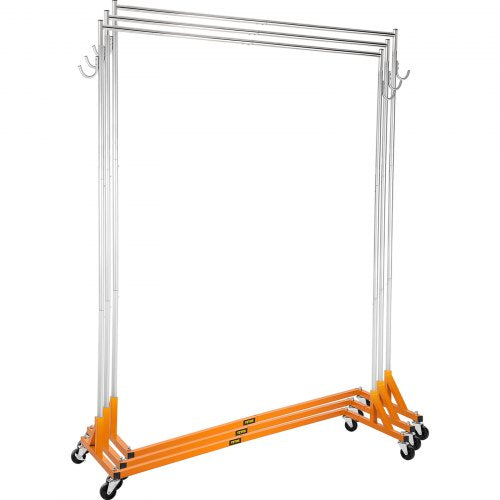 Sturdy Steel ZBase Clothing Rack Mobile Garment Display With Swivel Wheels 65 Wide Rail For Retail  7
