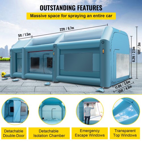 28x15x10ft Inflatable Paint Booth Car Paint Tent WAir Filter System  2 Blowers For Professional Aut 4