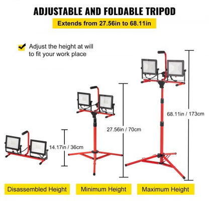 10000 Lumen LED Work Light With Adjustable Tripod Stand IP65 Waterproofed 5000 Kelvin Color Tempera 4