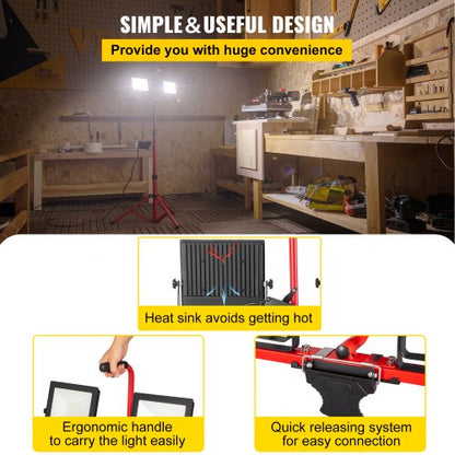 10000 Lumen LED Work Light With Adjustable Tripod Stand IP65 Waterproofed 5000 Kelvin Color Tempera 6