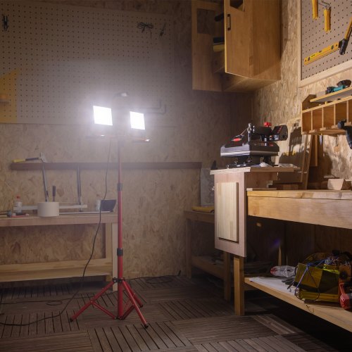 10000 Lumen LED Work Light with Adjustable Tripod Stand, IP65 Waterproofed, 5000 Kelvin Color Temperature.