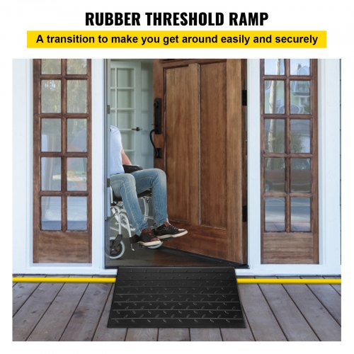 3 Channels Cord Cover Rubber Solid Threshold Ramp 2200Lbs Load Capacity Transition Ramp For Wheelch 2