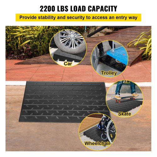 3 Channels Cord Cover Rubber Solid Threshold Ramp 2200Lbs Load Capacity Transition Ramp For Wheelch 5