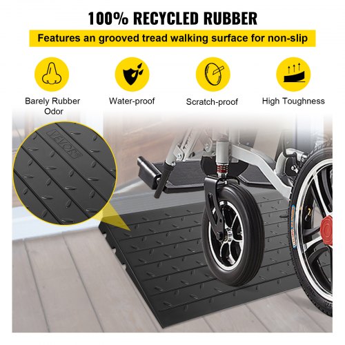 3 Channels Cord Cover Rubber Solid Threshold Ramp Rubber Angled Entry Ramp Rated 2200 Lbs Load Capa 4