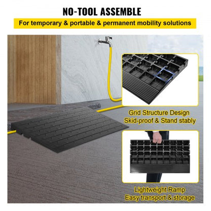 3 Channels Cord Cover Rubber Solid Threshold Ramp Rubber Angled Entry Ramp Rated 2200 Lbs Load Capa 6