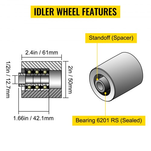 Aluminum Belt Grinder Wheel Set, 4" Drive, 3" Tracking & 2" Idler Wheels (0.75" Bore), Heavy-Duty Knife Grinder