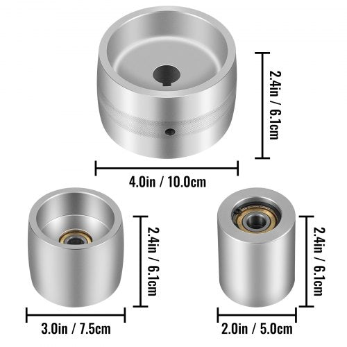 Aluminum Belt Grinder Wheel Set, 4" Drive, 3" Tracking & 2" Idler Wheels (0.75" Bore), Heavy-Duty Knife Grinder