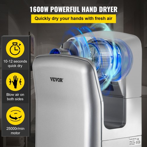 ABS Air Dryer Hand With HEPA Filtration 1600W 110V Vertical Hand Dryer  HighSpeed Automatic Infrare 2