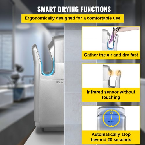 ABS Air Dryer Hand With HEPA Filtration 1600W 110V Vertical Hand Dryer  HighSpeed Automatic Infrare 5