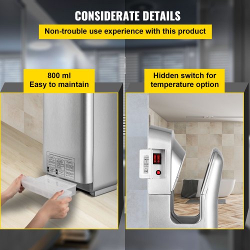 ABS Air Dryer Hand With HEPA Filtration 1600W 110V Vertical Hand Dryer  HighSpeed Automatic Infrare 6
