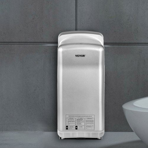 ABS Air Dryer Hand with HEPA Filtration, 1600W 110V Vertical Hand Dryer | High-Speed Automatic Infrared Silver