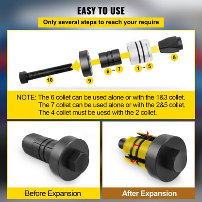 Heavy-Duty Exhaust Pipe Expander Kit, Pipe Stretcher Kit for Tail Pipe Tube Repair, Exhaust Expander Tool w/ Case