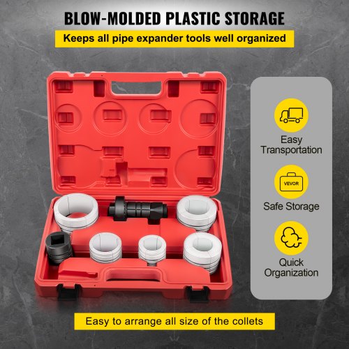 Heavy-Duty Exhaust Pipe Expander Kit, Pipe Stretcher Kit for Tail Pipe Tube Repair, Exhaust Expander Tool w/ Case